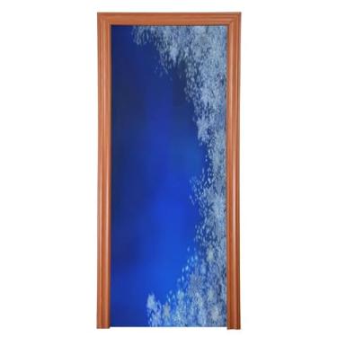 Imagem de Blueangle Capa de porta elástica azul com flocos de neve - Faixa de porta frontal de tecido elástico para Natal, decoração de festa em casa ao ar livre (250)