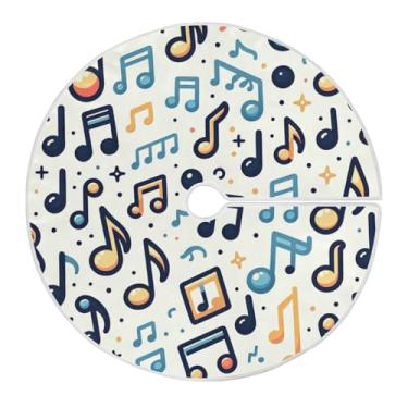 Imagem de Blueangle Saia para árvore de Natal com nota musical de 89,9 cm – poliéster macio e resistente a rugas, decoração de férias para festas de Natal, árvore festiva e decoração de casa (702)