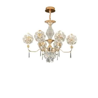 Imagem de Lustre de Cristal de Luxo - Estilo Artístico Pós-Moderno Minimalista | Ideal para Sala de Estar, Quarto Principal, Sala de Jantar e Escritório (6 Lâmpadas)