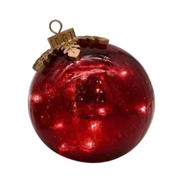Imagem de IEUDNS Enfeite de Natal em formato de bola, pingente iluminado para mesa, árvore de Natal, parede, janela, casamento e, Vermelho
