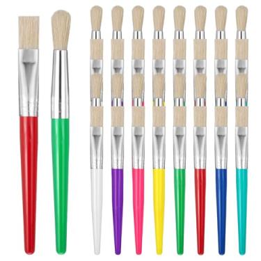 Imagem de Conjunto de 64 pincéis infantis coloridos, laváveis, redondos e planos, para creche, escola, sala de aula, ovos de Páscoa, pintura facial, acrílico, óleo ou aquarela