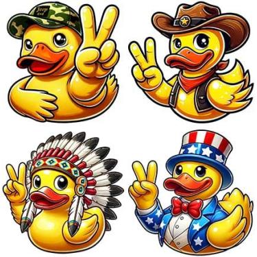 Imagem de Pacote com 4 adesivos de pato, adesivo de pato, decalque de pato, patos de borracha para jipes, adesivos de caminhão, placa de paz de pato de borracha, impermeável, durável, ótima aderência feita nos