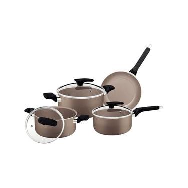 Imagem de Jogo de Panelas Tramontina Milazzo 4 Peças em Alumínio Antiaderente Starflon Max Amêndoa
