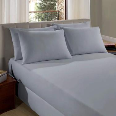 Imagem de Lençol De Elástico Queen Malha Liso Vivaldi 100% Algodão Alumínio