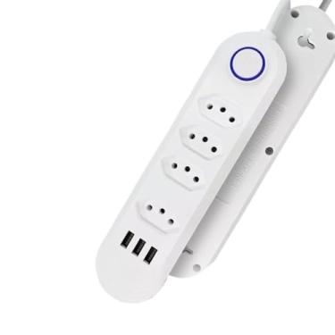 Imagem de Régua Filtro de Linha com 7 Tomadas Extensão Elétrica 1 Universal 4 USB Type c Bivolt 10A 110v/220v(4 TOMADAS 3 USB)