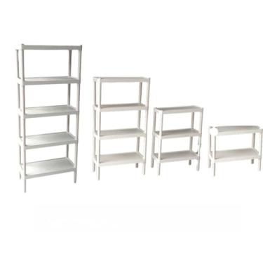 Imagem de Prateleira Organizadora Modular de Plástico Para Cozinha Quarto Livros(Branco,3 Prateleiras)