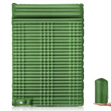 Imagem de Colchão de dormir autoinflável para acampamento com bomba pé integrada e travesseiros adultos - portátil backpacking caminhadas