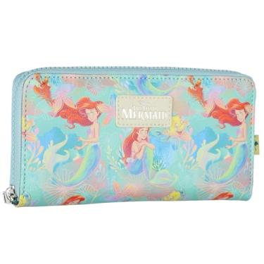 Imagem de Bioworld Carteira The Little Mermaid Allover Under The Sea Design Full Zip Around Faux Leather Clutch
