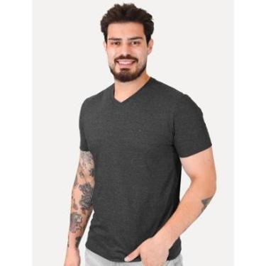 Imagem de Camiseta Aramis Masculina Basic V-Neck Mono Logo Grafite Mescla-Masculino