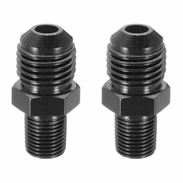 Imagem de HARFINGTON 2 peças 6AN macho para 1/20.3 cm NPT macho adaptador de alargamento reto tubo adaptador de encaixe de linha de mangueira de combustível de alumínio para veículos, preto