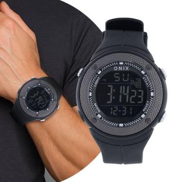 Imagem de Relógio Masculino Digital Preto de Pulso com Pulseira de Silicone à Pr