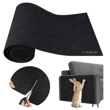Imagem de kathson Almofada de arranhão de coelho de 1 m, tapete autoadesivo de arranhador de coelho para sofá de móveis e protetor de parede, tapete de arranhador de unhas cortável para piso de gaiola de