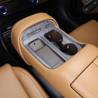 Imagem de Amzcar Compatível com Hyundai Palisade 2026 Acessórios Capa de console central de 7 lugares Auto Console Mudança de marchas Central Copo de Água Guarnição Caixa de Armazenamento (grão de madeira)