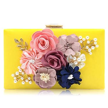 Imagem de Bolsa de Noite Milisente para Mulheres, Bolsa de Noite Floral para Noite de Casamento, Amarelo, Medium