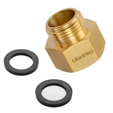 Imagem de Adaptador de mangueira de jardim LF Brass 3/10.2 cm GHT macho para fêmea NPT de 2,5 cm, conector de mangueira macho para fêmea, encaixe de mangueira de água de 3/4 a 1 polegada para irrigação