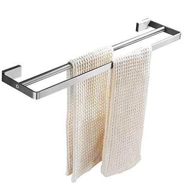 Imagem de Toalheiro duplo para banheiro, toalheiro de aço inoxidável 40 cm-80 cm, toalheiro montado na parede, acabamento prata escovado/70 cm