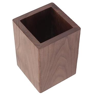 Imagem de Acouto Recipiente de Utensílios de Cozinha de Madeira de Grande Capacidade - Suporte para Caneta de Cozinha de Madeira de Nogueira Premium, Utensílios de de Design Simples e Moderno, Pincéis de