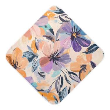 Imagem de Toalhas de bebê com capuz toalha de bebê absorvente ultra macia aquarela flor musselina algodão toalhas de banho para recém-nascidos crianças pequenas 35x35 polegadas