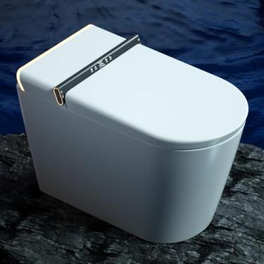 Imagem de Banheiro inteligente moderno, vaso sanitário de uma peça com tampa de abrir/fechar automaticamente, assento aquecido, função de bidê, secagem ao ar quente, escudo de espuma, desodorização automática