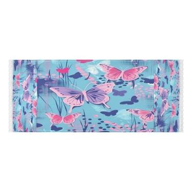 Imagem de Wassud Capas de lavadora e secadora de borboletas em fundo azul, protetor de lavadora com sacos de armazenamento, capa de geladeira à prova de poeira com bolsos para lavanderia doméstica, cozinha, 120