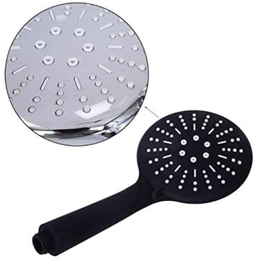 Imagem de YYBOES Chuveiro cabeça de chuveiro filtro de chuveiro elétrico cabeça de chuveiro chuveiro de alta pressão para aumentar a pressão preto redondo banheiro chuveiro cabeça de chuveiro ajustável portátil