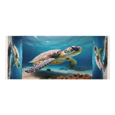 Imagem de Wassud Capas de lavadora e secadora de tartarugas marinhas, protetor de lavadora com sacos de armazenamento, capa de geladeira à prova de poeira com bolsos para lavanderia doméstica, cozinha, 120 x 55