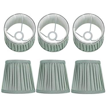 Imagem de Hyuduo Capa de Luz de Parede para Abajur de Tecido de 6 Unidades para Lâmpada E14, Capa de Lustre de Metal e Tecido Com Transmissão de Luz Suave, Acessórios de Lâmpada Verde para Quarto e Sala de