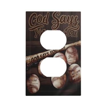 Imagem de Capas de interruptor de luz de arte decorativa, beisebol, placa de parede de tomada dupla única de 1 gangue placa elétrica