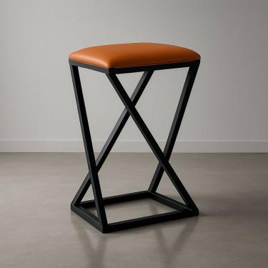 Imagem de Banqueta Z 80 cm Banco Cozinha Corino Bistrô Ferro Balcão