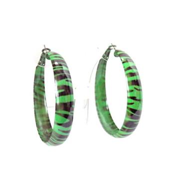 Imagem de Brincos de argola com estampa de zebra verde, argolas de metal, brincos de argola de 5 cm, Metal
