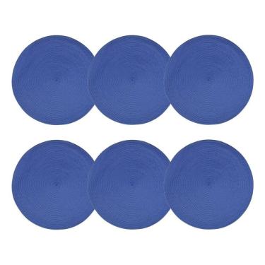 Imagem de Cj 6 Lugares Americanos de Plástico Redondo Fresno Espiral Azul 38cm Lyor