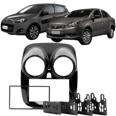 Imagem de Moldura 2 Din Palio Novo 2012 à 2016 Grand Siena 2021 Black Piano Painel Multimidia Expex Epx 201