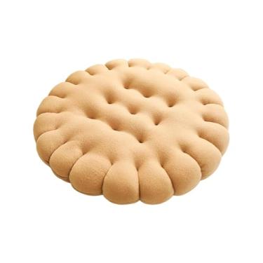 Imagem de Bothyi Almofada de Assento em Formato de Biscoito, Moderna, Fofa, Decorativa, Confortável, Almofada de Chão para Quarto, Redondo amarelo