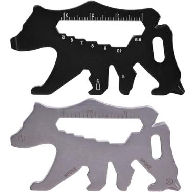 Imagem de Multiferramentas, 2 unidades, ferramenta de bolso de metal em forma de urso, portátil, sem ferrugem, para parafuso, régua e abridor de garrafa, manutenção de rotina total 15 em 1.
