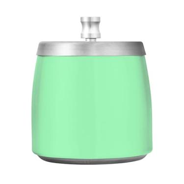 Imagem de Qilmy Cinzeiro de aço inoxidável verde pálido com tampa - Cinzeiro de cigarro à prova de vento sem cheiro sem fumaça para casa, escritório, carro, pátio, varanda (uso interno e externo)