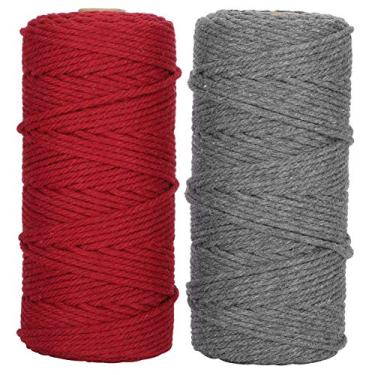 Imagem de CUOFYUNL 2 unidades de 100 metros de fio de algodão metros de corda de tricô trança macrame artesanato manual faça você mesmo