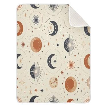 Imagem de Qilmy Cobertor de bebê com estampa de lua 76,2 x 101,6 cm, cobertor infantil de algodão macio para meninos e meninas, cobertor leve e quente para bebês recém-nascidos
