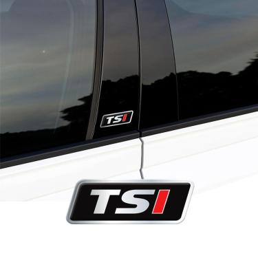 Imagem de Par Emblemas Tsi Alto Relevo Vw Golf Up Polo Coluna 4,5x1,6 Cromado