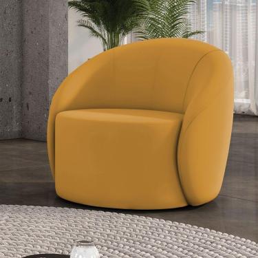 Imagem de Poltrona Decorativa Orgânica Giratória Lua Veludo Mostarda D03 - D'rossi