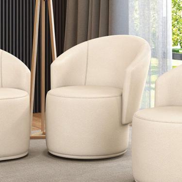 Imagem de Poltrona Decorativa Orgânica Fixa Para Sala Malu Sintético Bege M11 - D'rossi