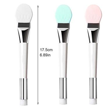 Imagem de ZJchao Pincel Facial, Aplicador Cosmético de Ponta Dupla Com Cabo Antiderrapante, para Máscaras de Argila, Máscaras Suavizantes e de Parafina (Branco, rosa, verde claro)