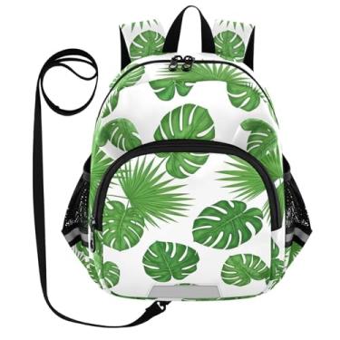 Imagem de ODAWA Kids Backpack Palm Leaves White Preschool Backpacks with Safety Harness Leash