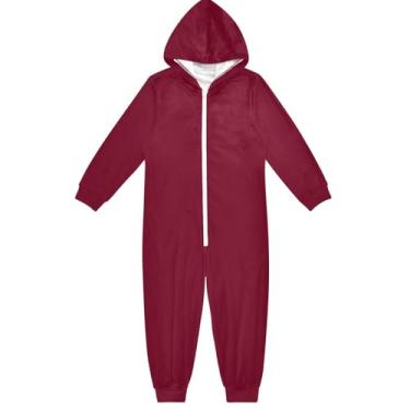 Imagem de Macacão azul para crianças, moletom com capuz, peça única, fantasia divertida de cosplay para outono e inverno, 5 a 14 anos, Borgonha, 7-8 Anos