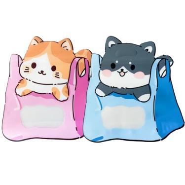 Imagem de FERENLI Pacote com 20 sacos de presente de desenho animado com alça transparente para lanches autovedantes, sacolas plásticas para lembrancinhas de festa de chá de bebê de aniversário (19,8 x 21 cm