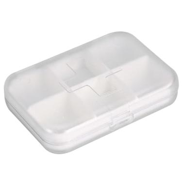 Imagem de Organizador de comprimidos portátil com seis compartimentos, estojo de viagem quadrado compacto para medicamentos diários, vitaminas e suplementos, branco