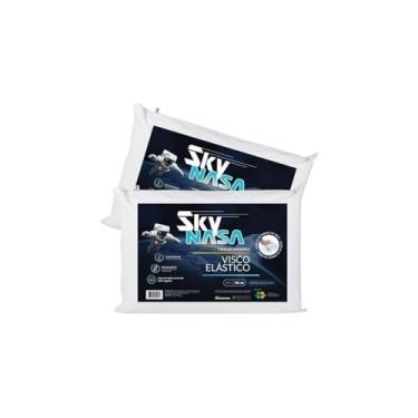 Imagem de Travesseiro Viscoelástico Basic Sky, Espuma de Alta Densidade, 42x63x10 cm, Branco, Capa 100% Algodão, Hipoalergênico, Termossensível