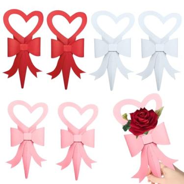 Imagem de 6 peças de sacos de embrulho de papel de flores kraft coração arco buquê mangas rosas sacos de embalagem para dia dos namorados dia das mães aniversário casamento aniversário