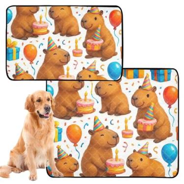 Imagem de TSENQUE Almofadas de xixi laváveis para animais de estimação, fofas, capivaras, festa, branco, reutilizável para animais de estimação, tapete impermeável para gaiolas de cachorro, absorventes de