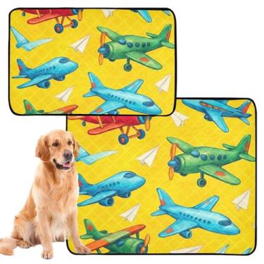 Imagem de Almofadas de xixi amarelas de desenhos animados, laváveis, reutilizáveis para animais de estimação, tapetes impermeáveis antiderrapantes absorventes para cães, treinamento de penico, médio + grande