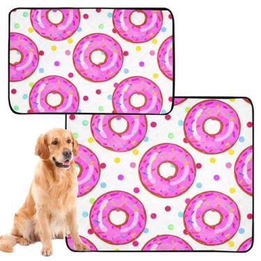 Imagem de Almofadas de xixi laváveis fofas para cães rosa e gatos reutilizáveis para animais de estimação e gatos, tapete à prova d'água para gaiola, absorventes de cachorro, almofadas de penico, médio + grande